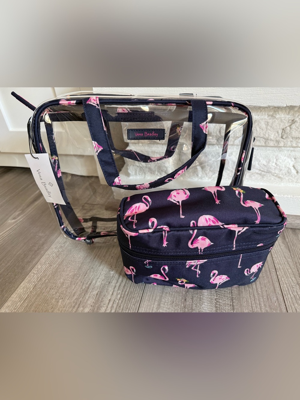 Vera Bradley Flamingo Fiesta Cosmetic Organizer and Cosmetic Bag NWT